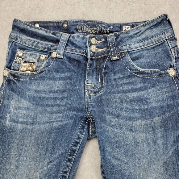 Miss Me Jeans Women's 25 Skinny Low Rise Med wash JP50025k-42 - Picture 2 of 12